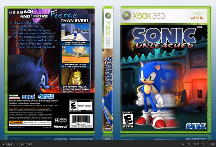 Sonic Unleashed Xbox 360 Box Art Cover By Alpha C.