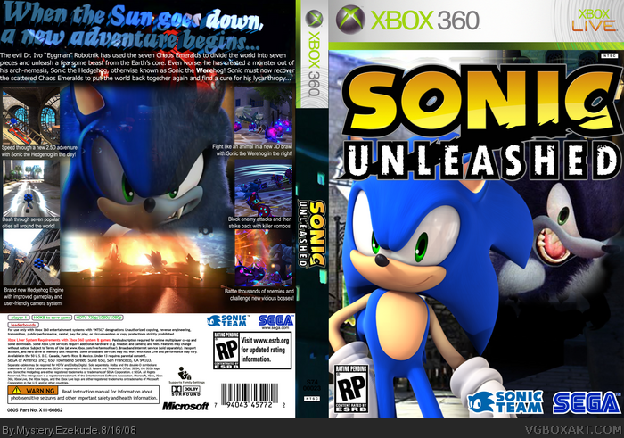 Sonic Unleashed Xbox 360 Box Art Cover By Mystery Ezekude