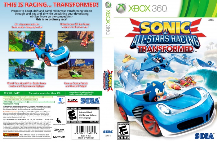 Sonic & All Stars Racing Transformed box art cover