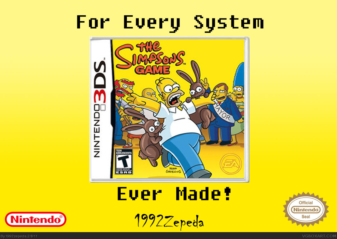 The Simpsons Game Nintendo 3DS Box Art Cover by 1992zepeda