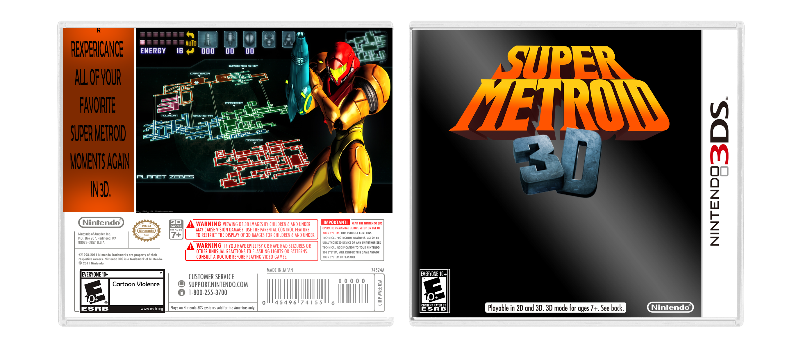 Super Metroid 3D box cover
