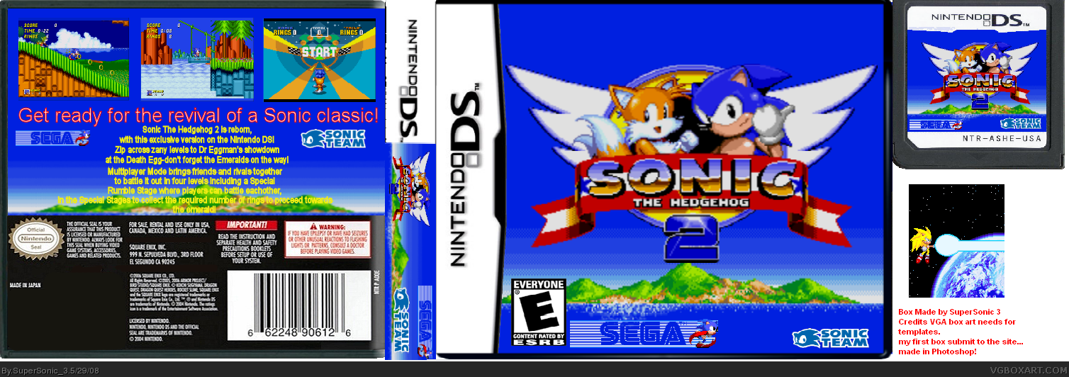 Sonic The Hedgehog 2 Genesis DS box cover