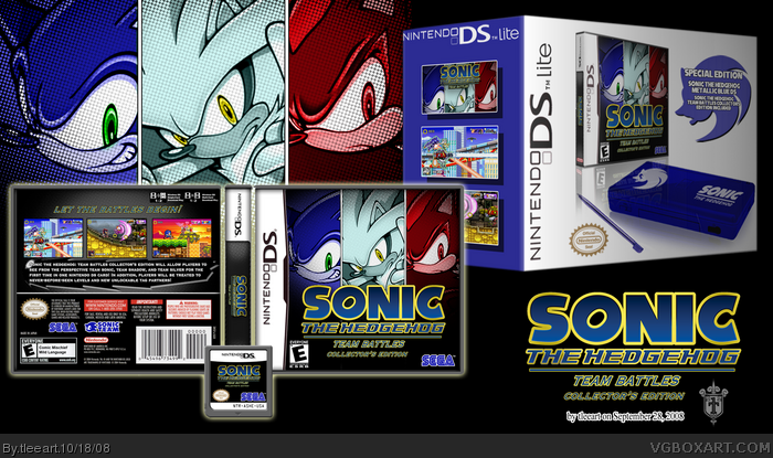 Limited Sonic Nintendo DS Lite w/ STB: CE box art cover