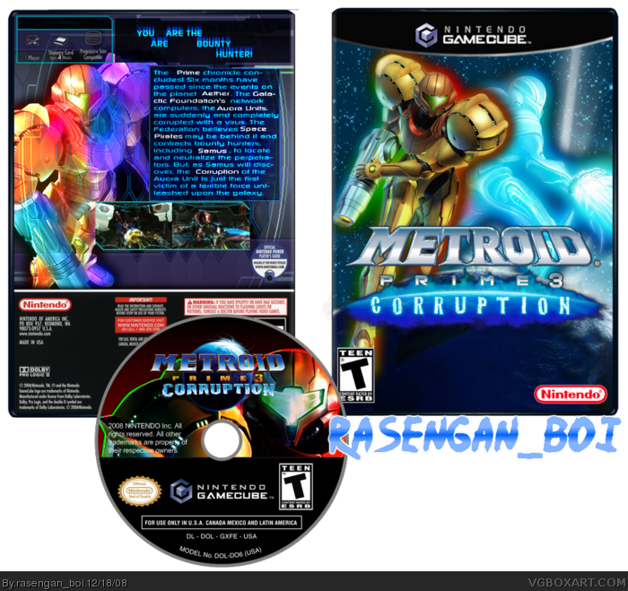 Metroid Prime 3: Corruption GCN box art cover
