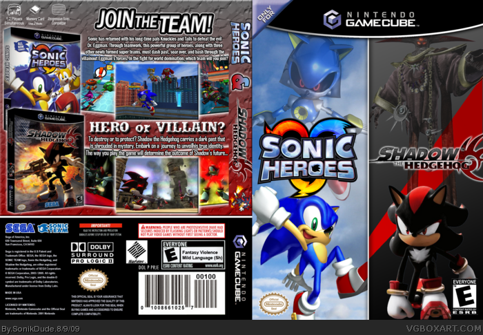 Sonic Heroes & Shadow the Hedgehog box art cover