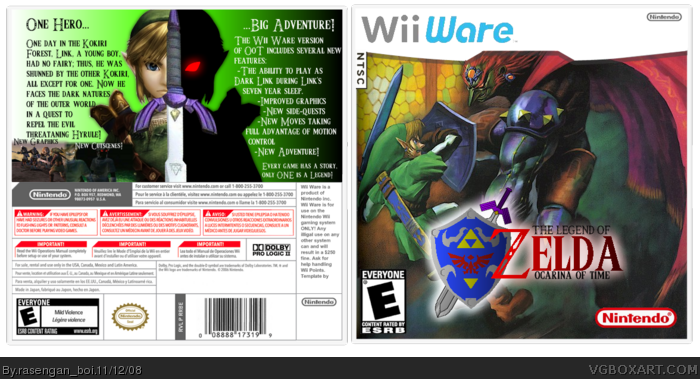Wii Ware: The Legend of Zelda: OoT box art cover