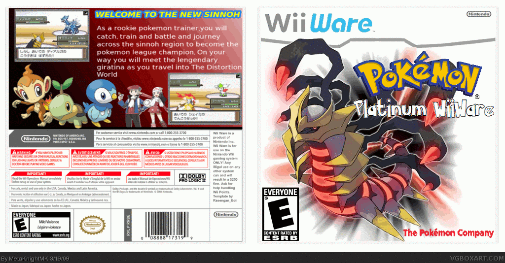 Pokemon Platinum WiiWare box cover