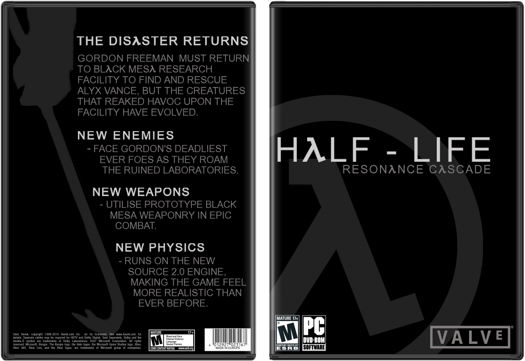 Half Life: Resonance Cascade box cover