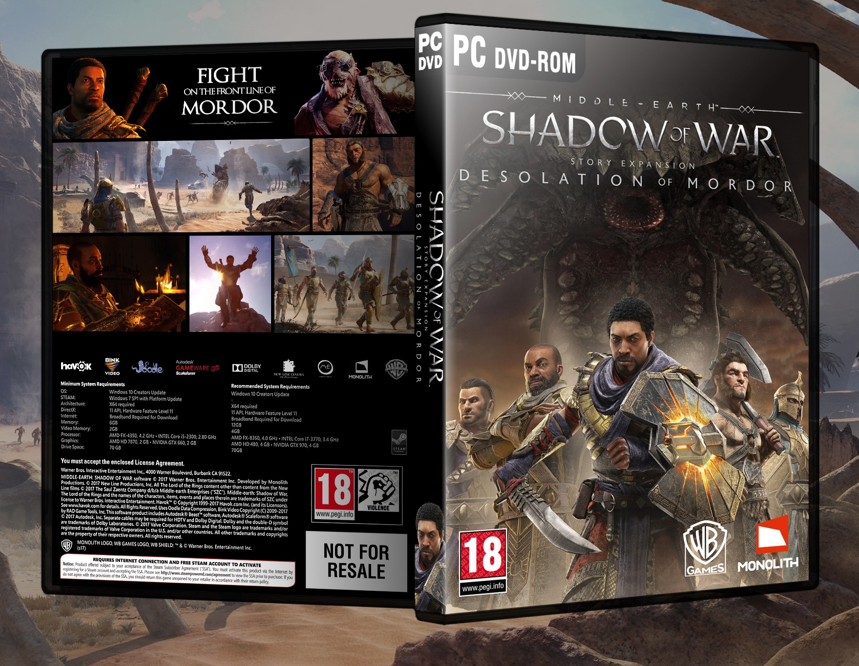 Middle-earth: Shadow of War Desolation Of Mordor box cover