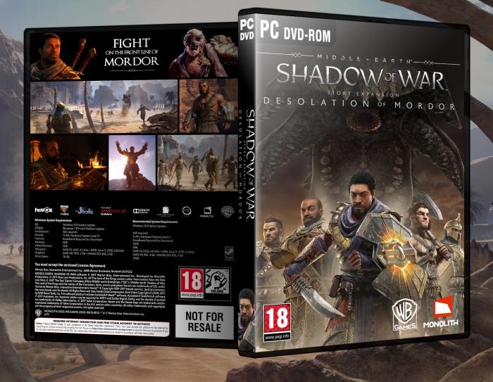 Middle-earth: Shadow of War Desolation Of Mordor box art cover