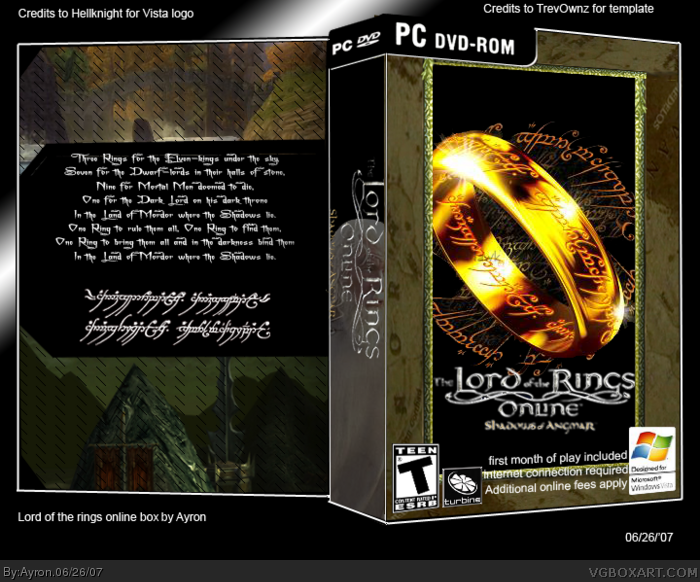 The Lord of the Rings Online: Shadows of Angmar box art cover
