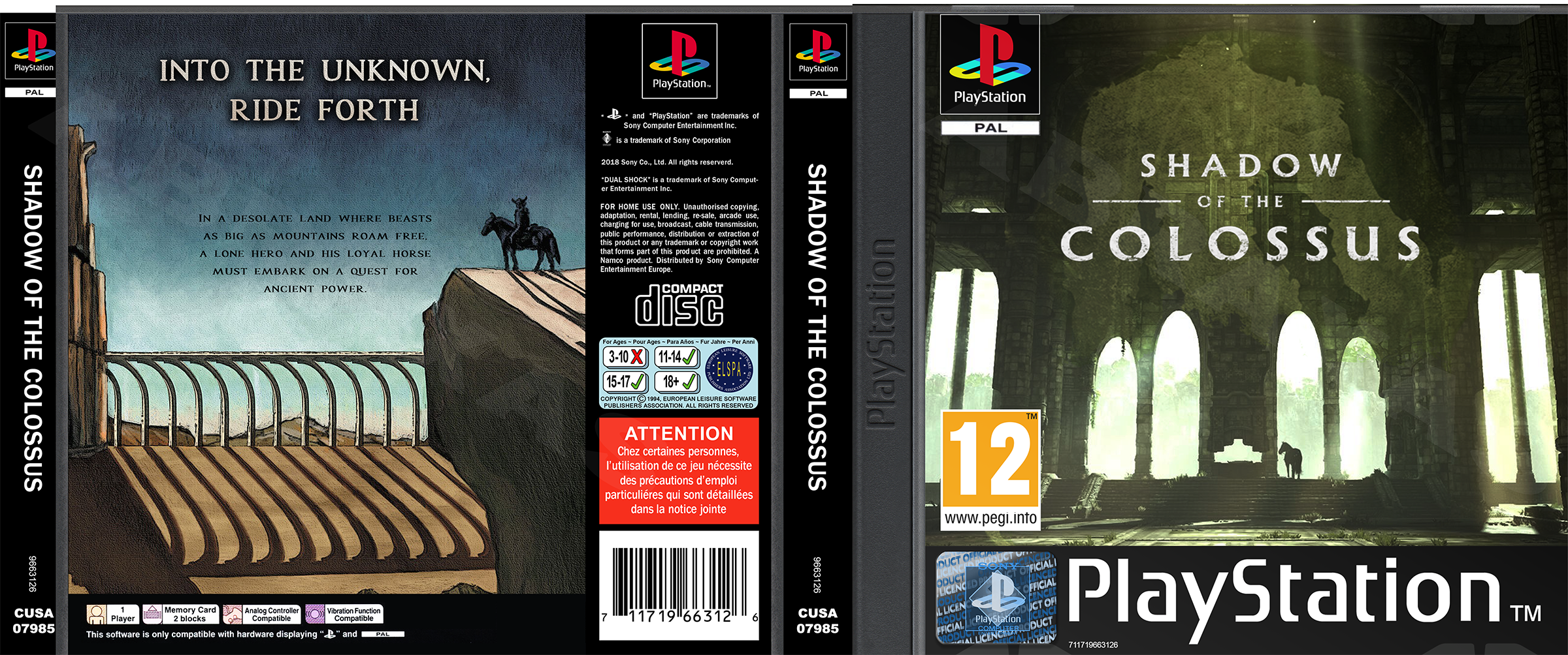 Shadow Of The Colossus (2018) - PS1 Custom box cover