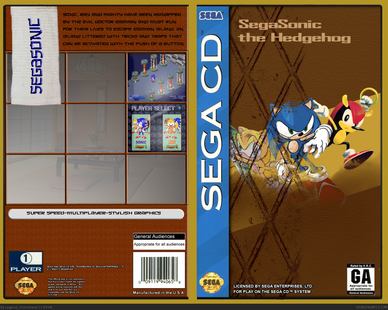 Segasonic the Hedgehog box cover