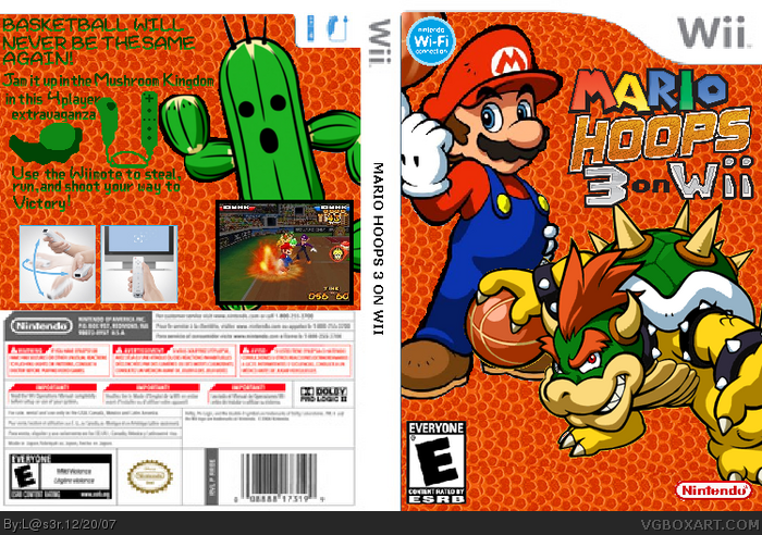 Mario Hoops 3 on Wii box art cover