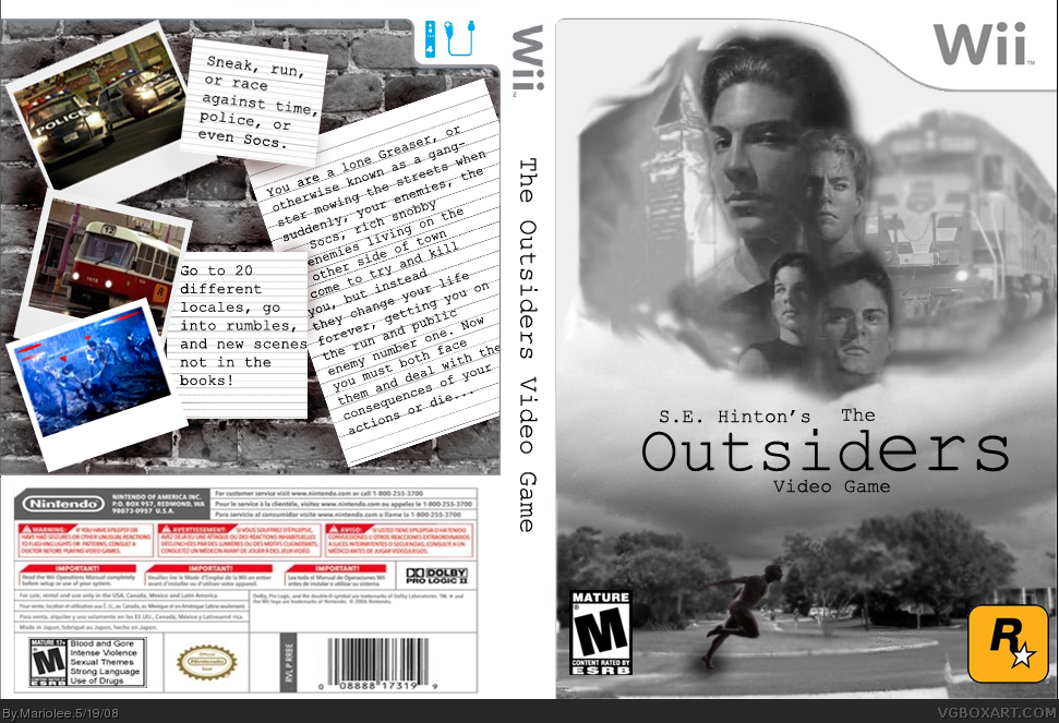S.E. Hinton's The Outsiders Video Game box cover
