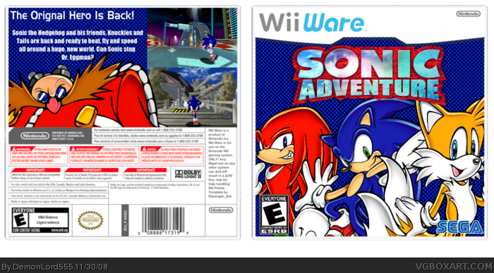 Sonic Adventure: WiiWare box art cover