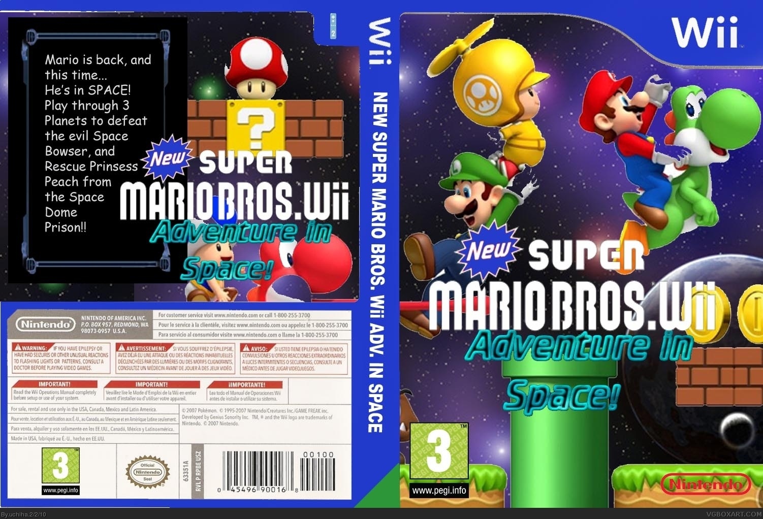 New super mario bros.Wii Adventure in Space box cover