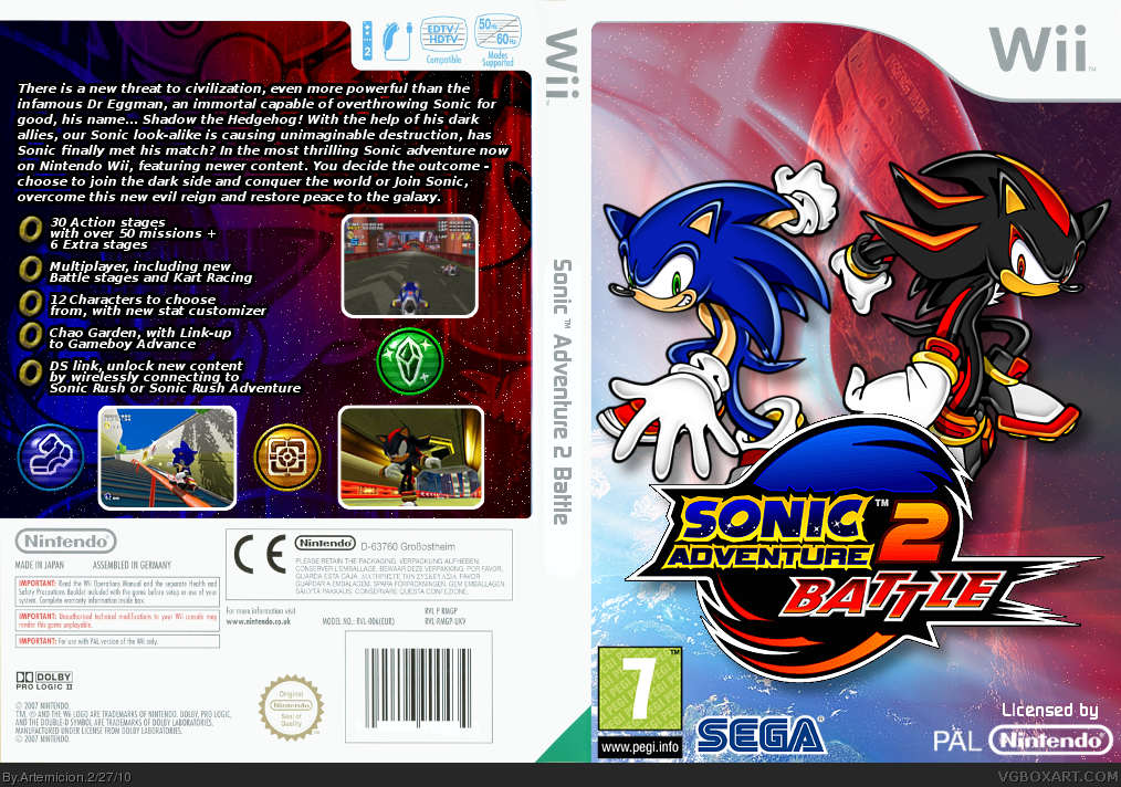 Sonic Adventure 2 Wii box cover