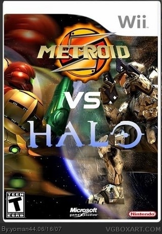 Metroid vs Halo box cover